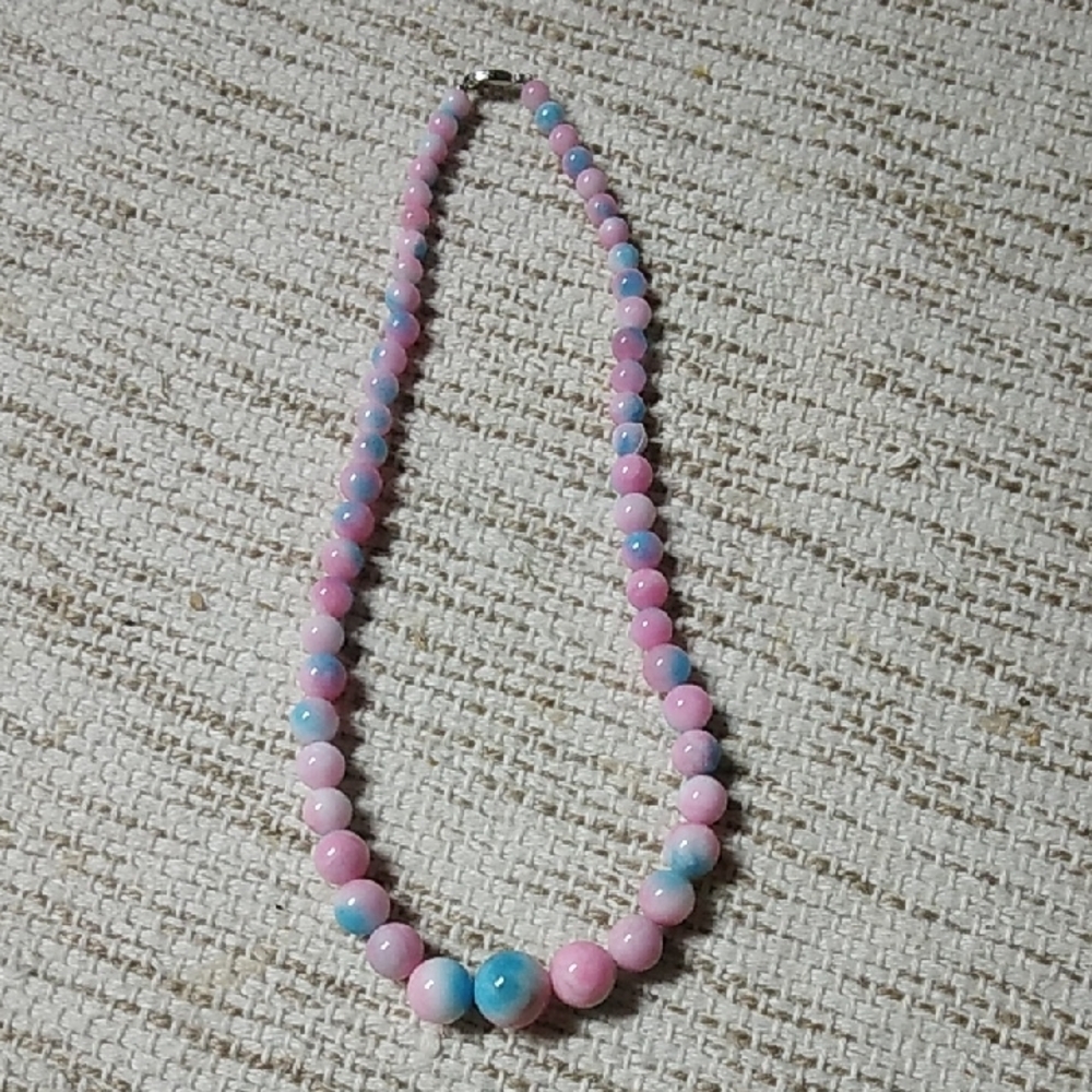 Pink and Blue Gradient Beaded Necklace